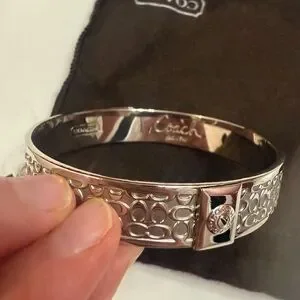 Coach Silver Embossed Bangle Coach C Silver-Tone Bangle Bracelet - Bracelets - BeyondStyle main image 2